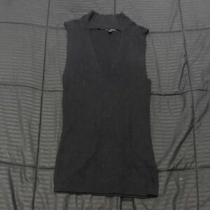 Express Black Ribbed V-Neck Sleeveless Tank